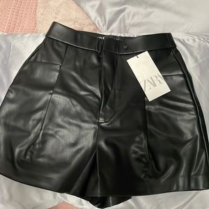 Zara leather shorts